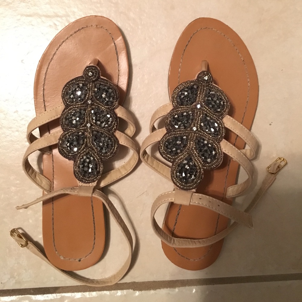 Tan beaded ankle strap sandals - Francesca’s 6