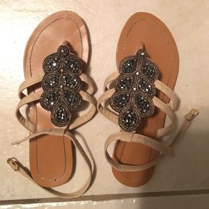 Tan beaded ankle strap sandals - Francesca’s 6