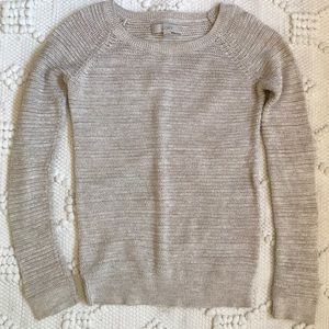 Knit tan and white sweater