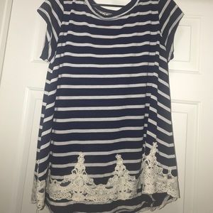 Xhilaration (target) XXL stripe tee with lace