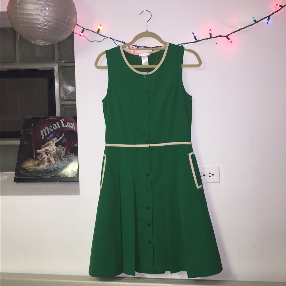 Emerald green pleated Esley dress, only worn once