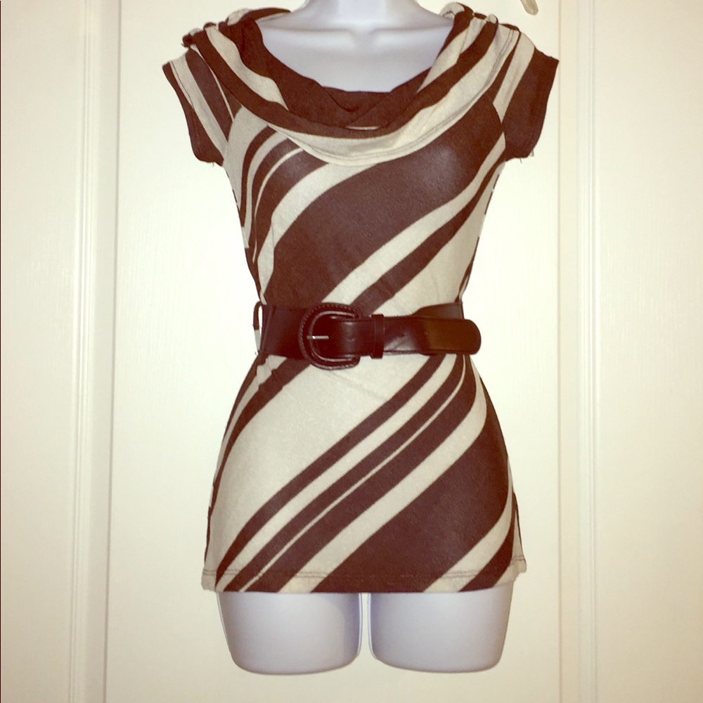 Women's/JRs, Sz XSmall, Brown & Tan Striped Top