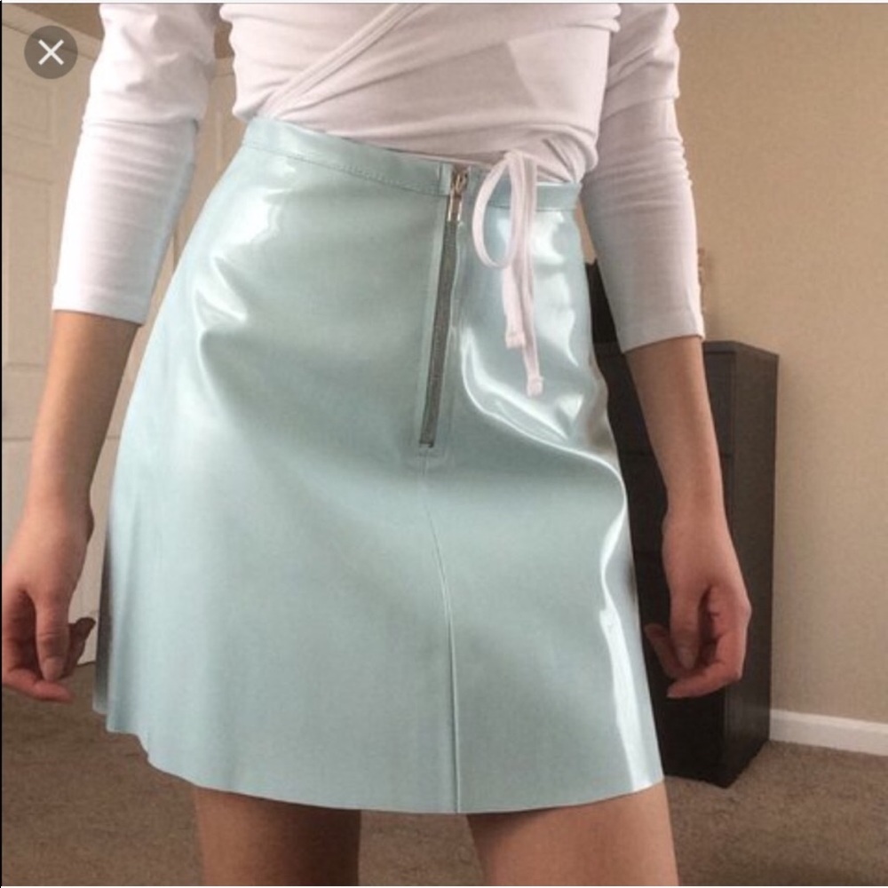 RARE AA pale blue Vinyl Zipper Skirt