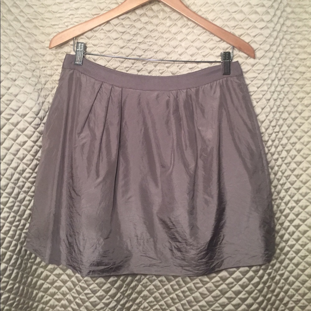 J Crew Grey 100% Silk Pouf Skirt Size 8