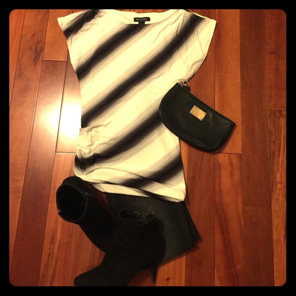 White House Black Market Striped Short Sleeve