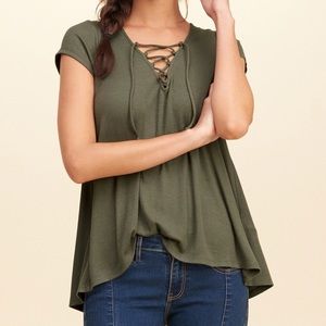 NWT Hollister Lace Up Flowy T-shirt