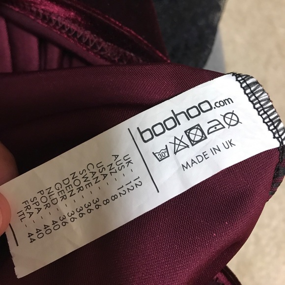 BURGUNDY VELVET BLACK 🖤 LACE MIDI - Picture 7 of 8