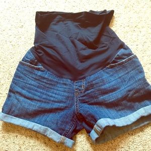 cuffed Jean maternity shorts