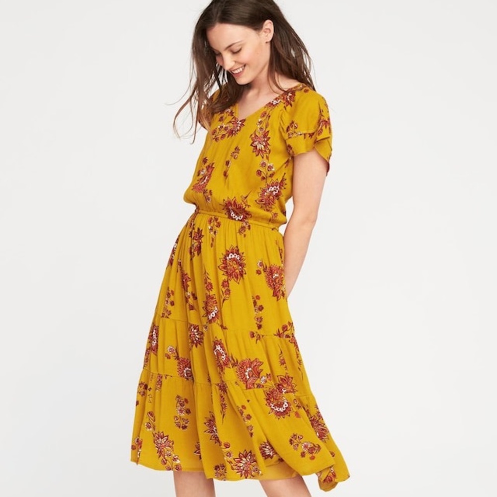 Old navy mustard floral dress