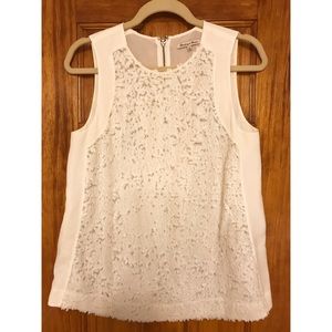 Club Monaco - White sequin blouse / sheer back