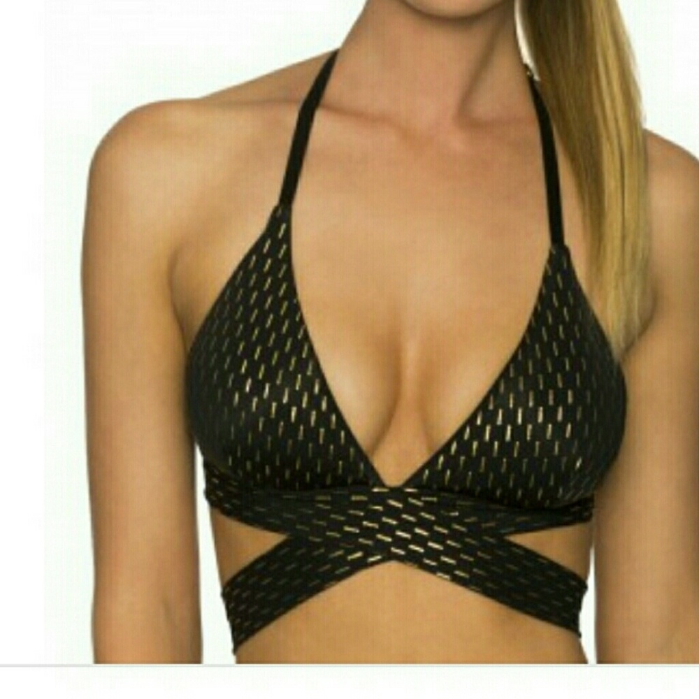 new Aerin Rose gold bar Bikini top and bottom