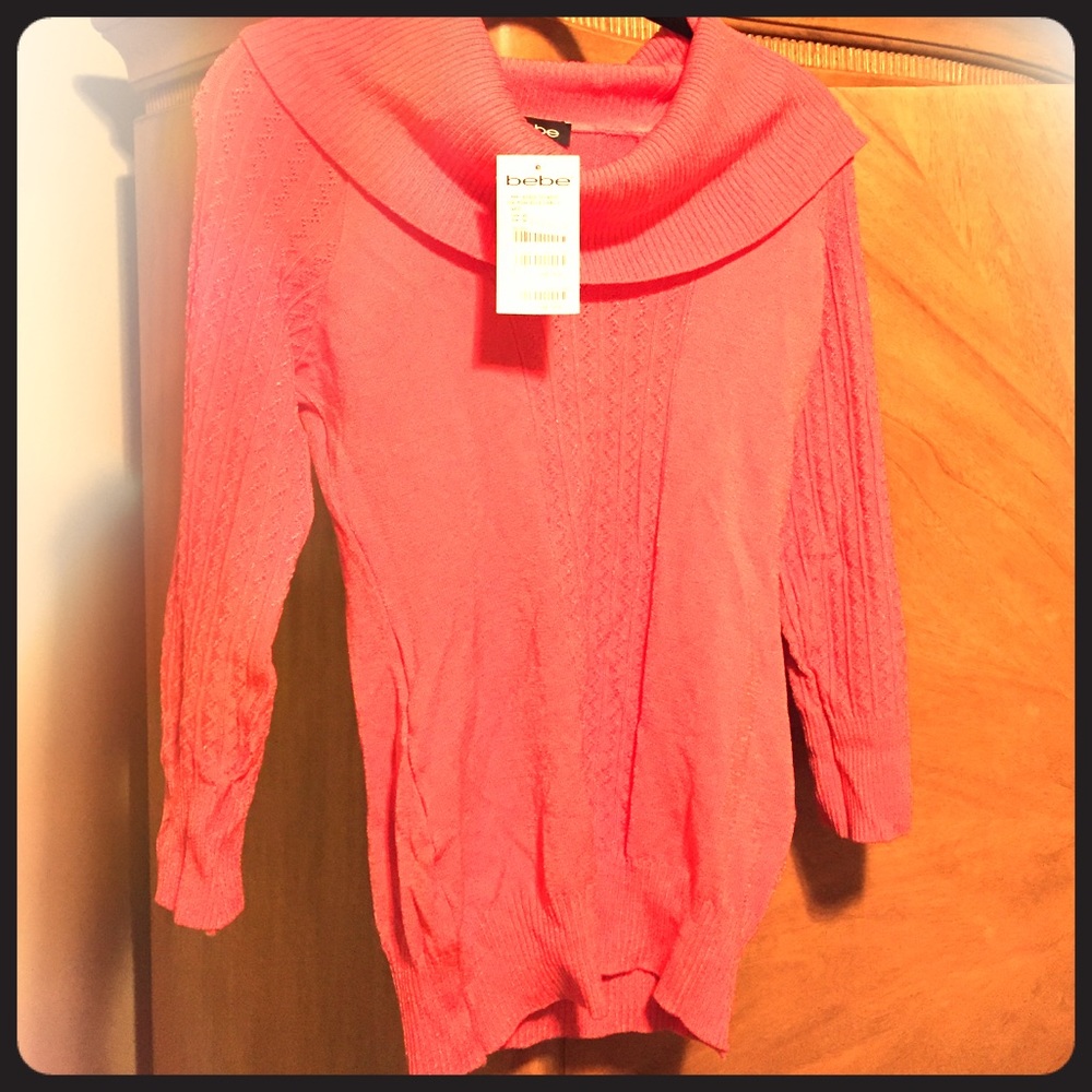 Coral 3/4 sleeve pointelle cable sweater