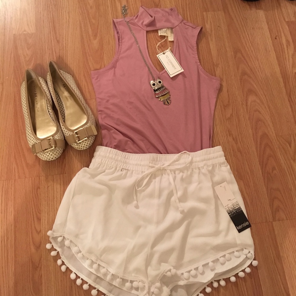 Lilac Purple Mock-Neck Cutout Bodysuit Medium New!