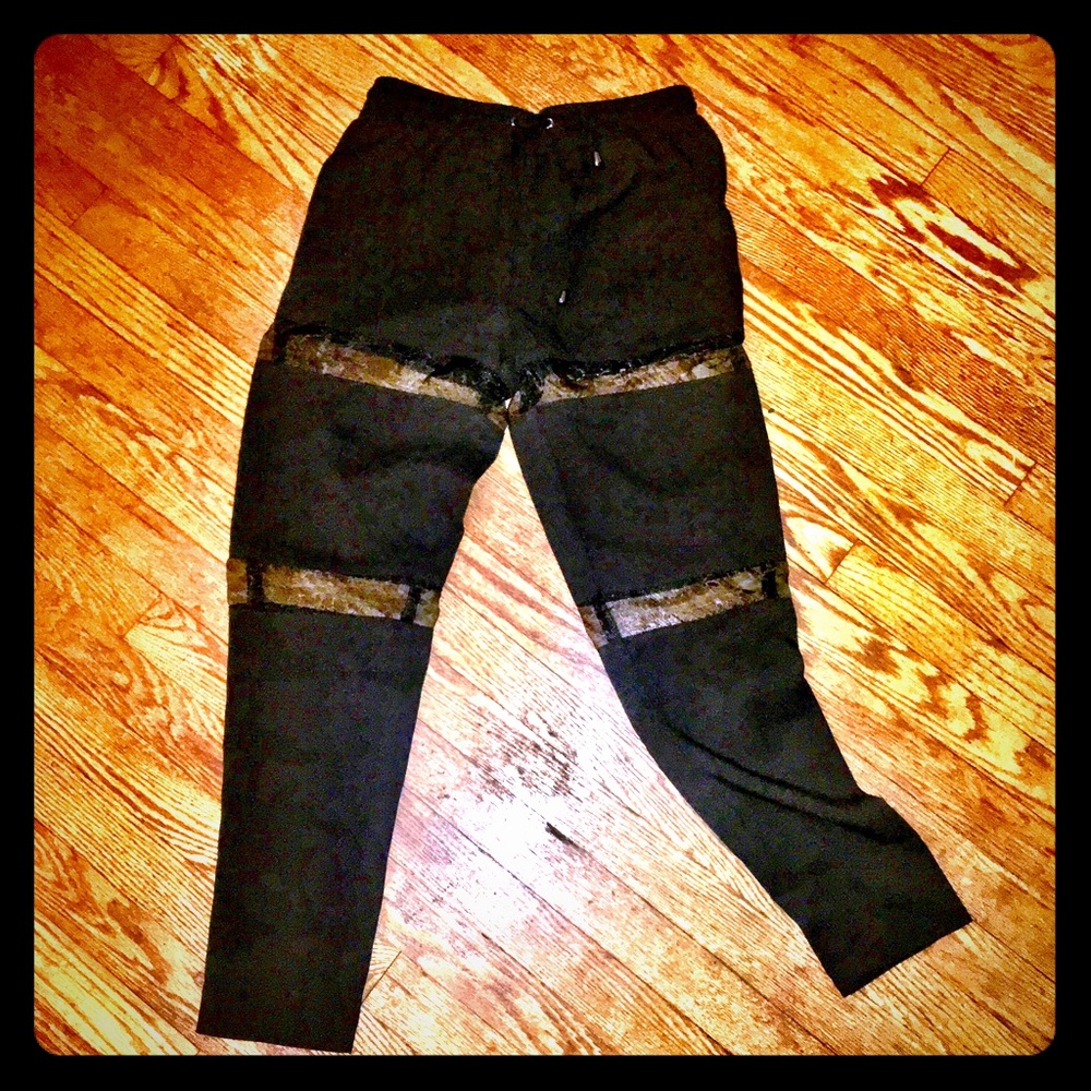 Brand New Mesh Panel Pants Black SZ Small
