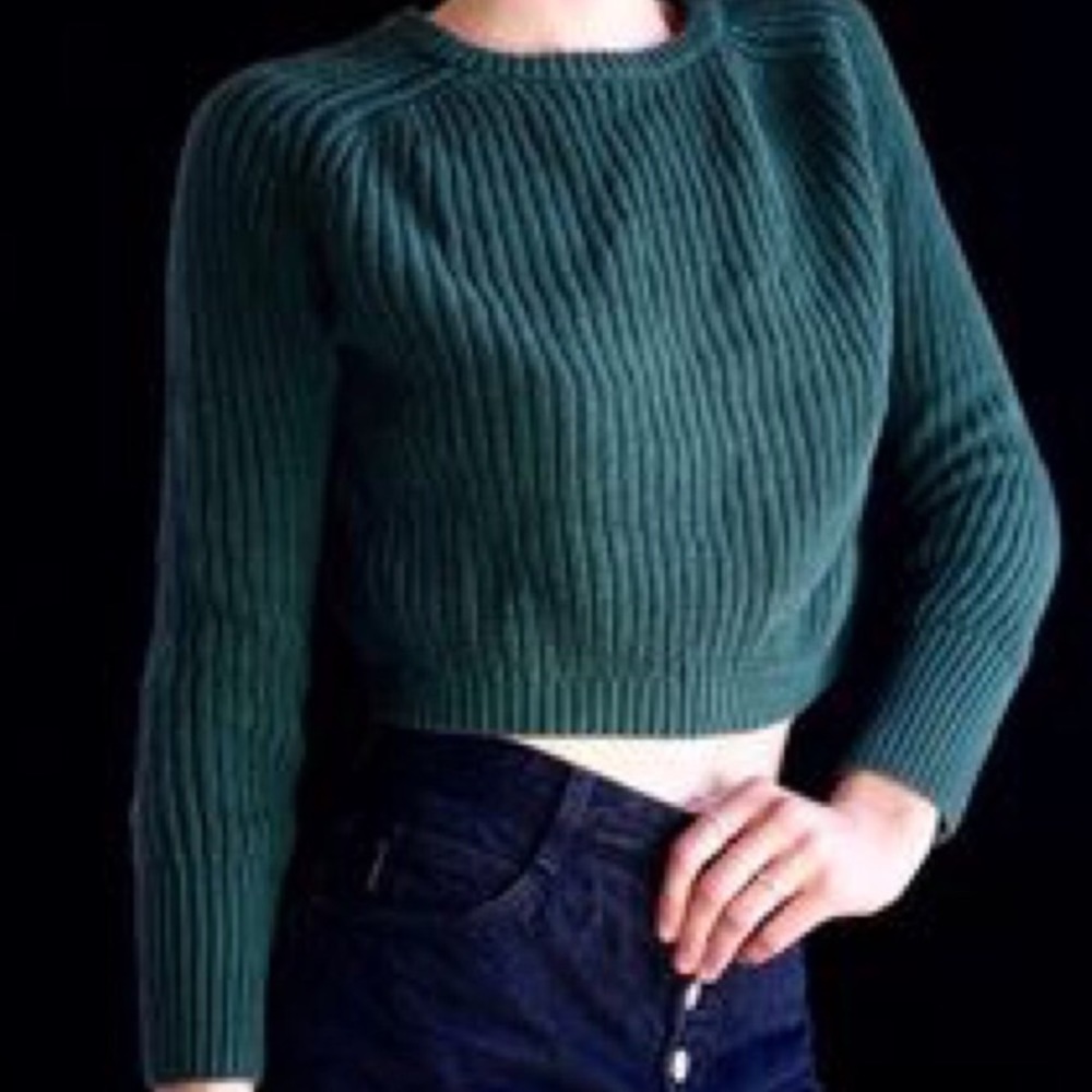 Forest green knit crop top from American Apparel