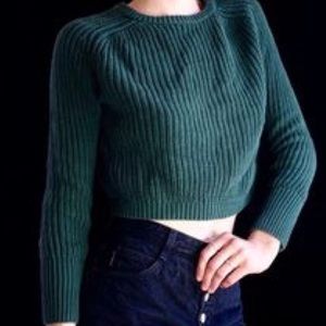 Forest green knit crop top from American Apparel