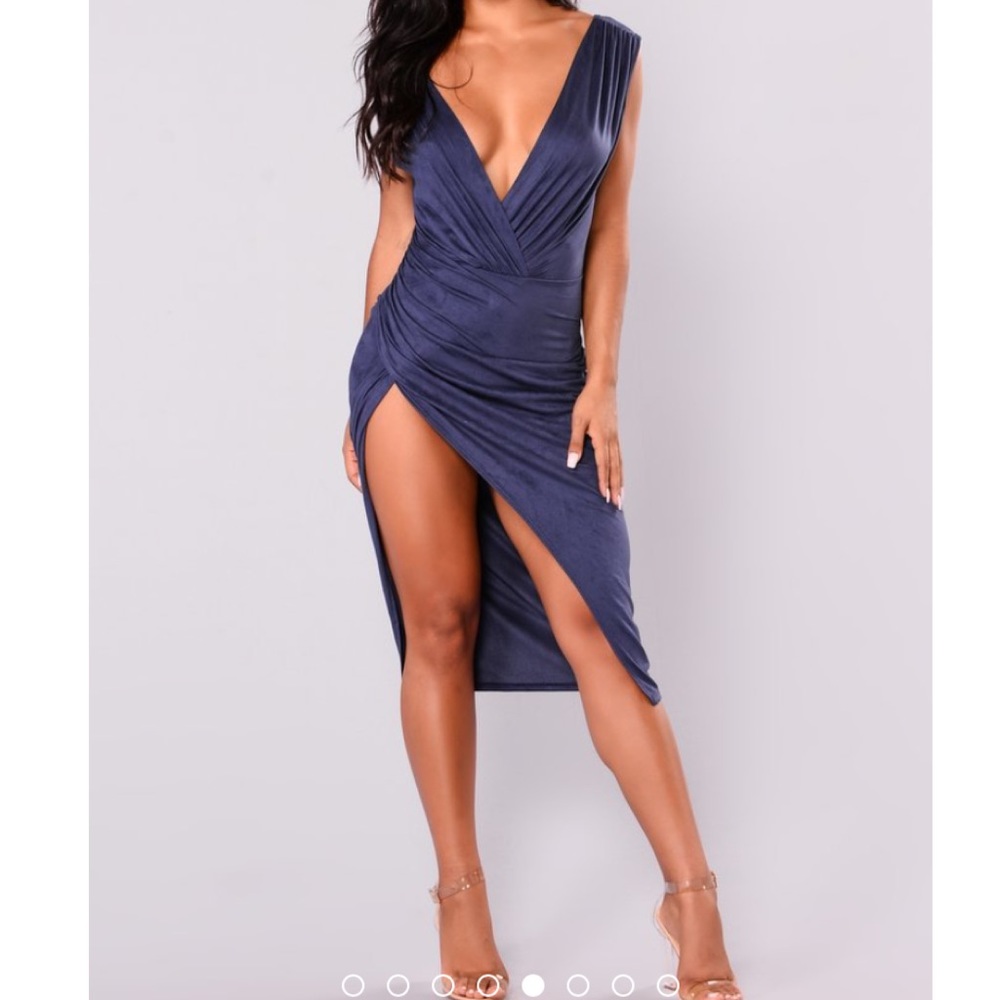 Fashion Nova Nature Made Dress in Navy