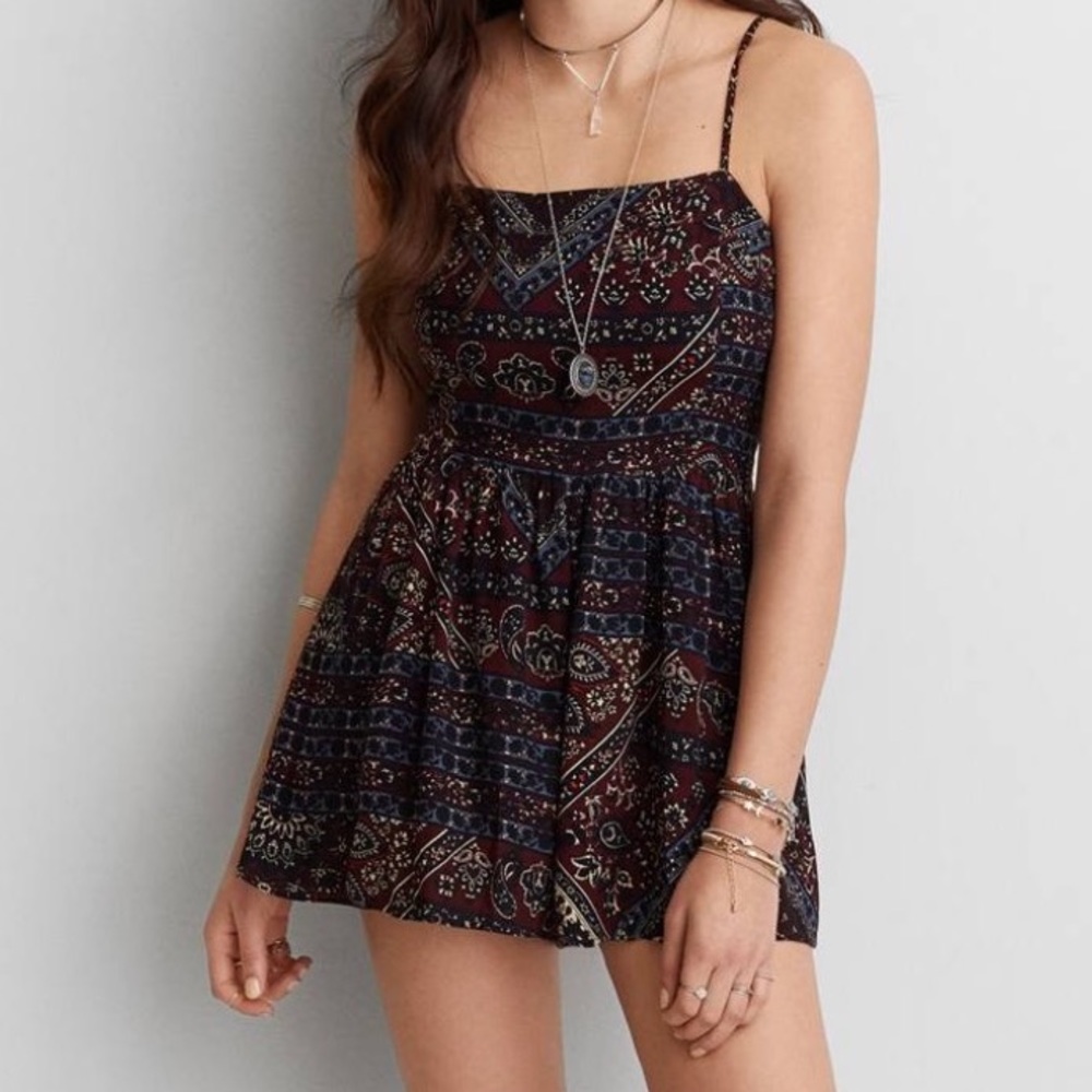 Purple Paisley Print Romper