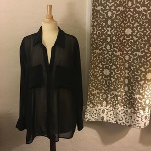 Sheer black collared blouse