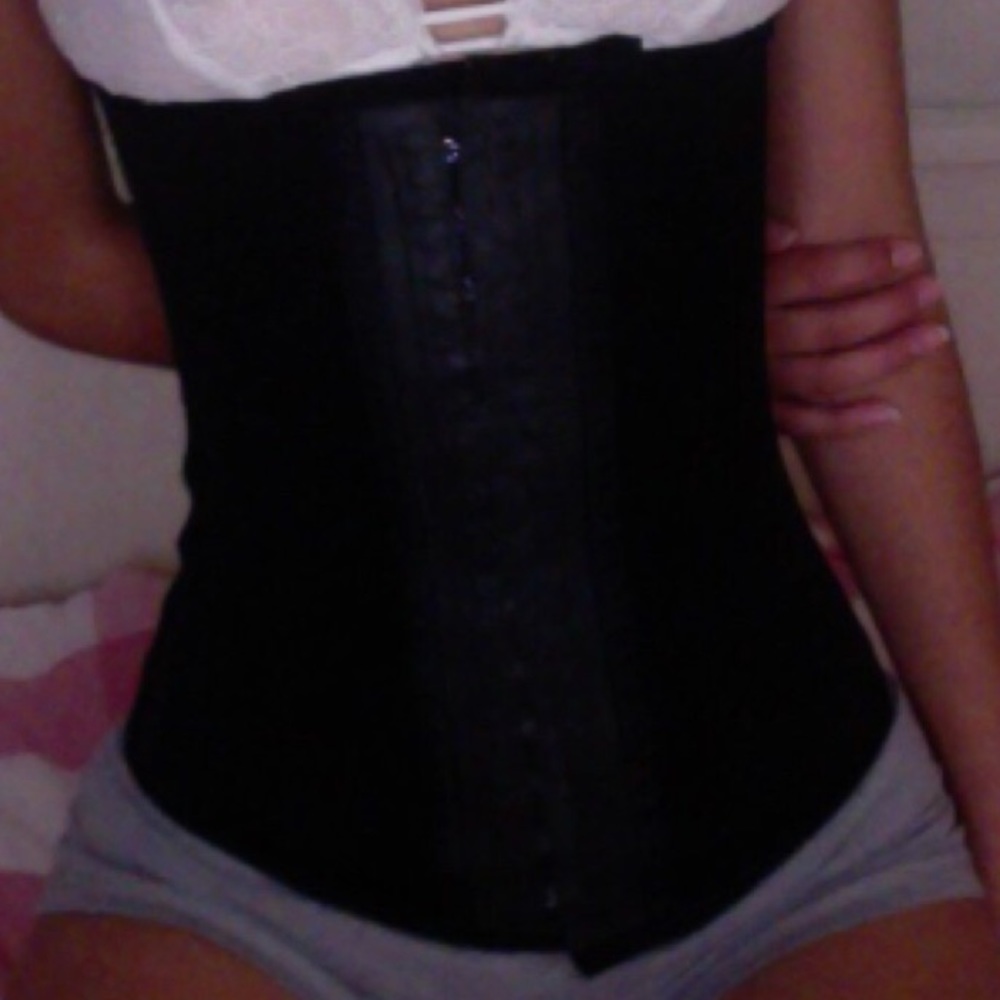 black latex waist trainer
