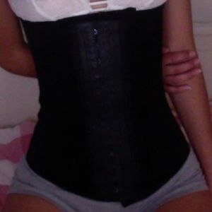 black latex waist trainer