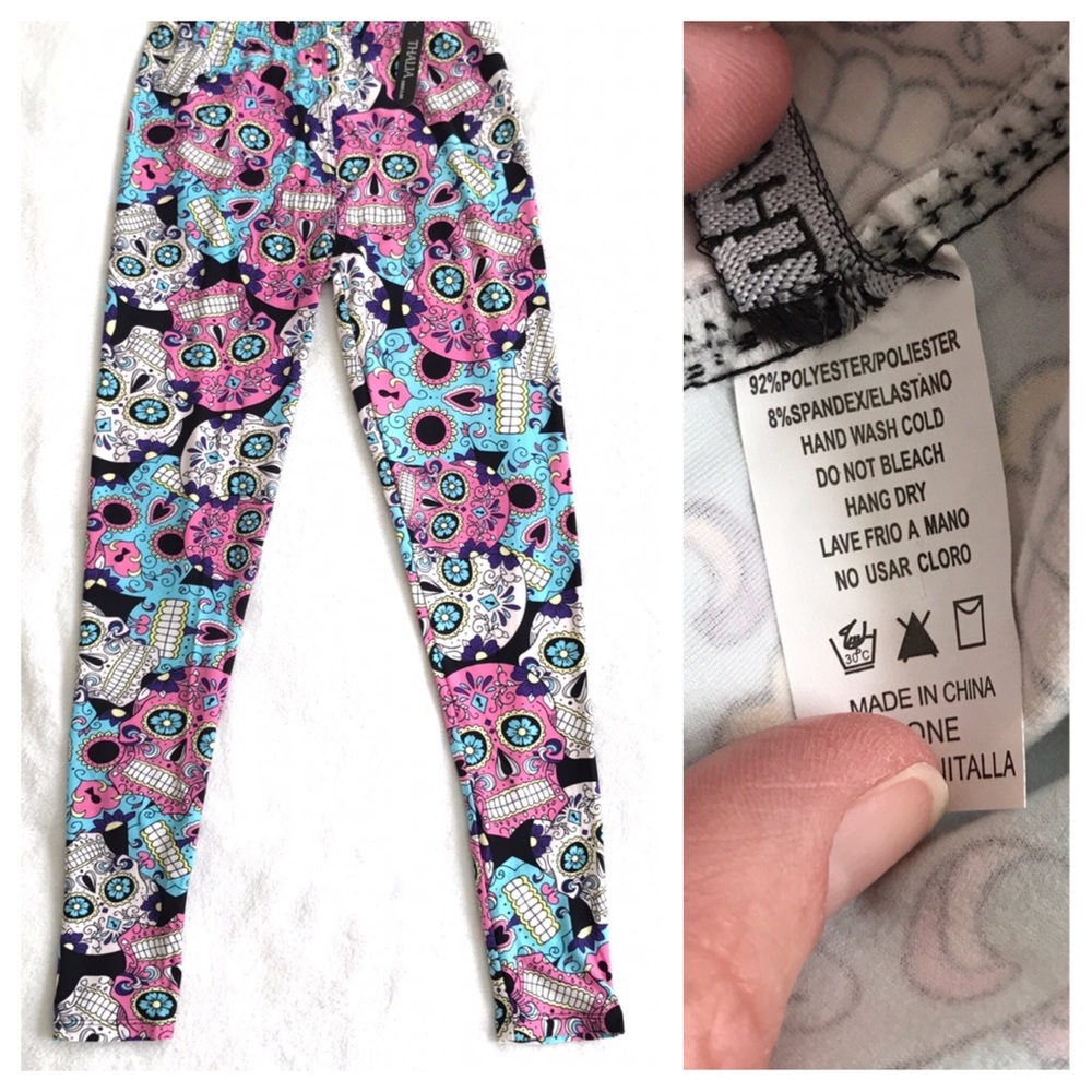 LAST 2 OS Butter Soft Sugar Skull Print Leggings - Picture 3 of 6