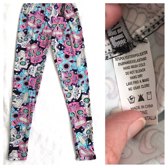 LAST 2 OS Butter Soft Sugar Skull Print Leggings - Picture 3 of 6