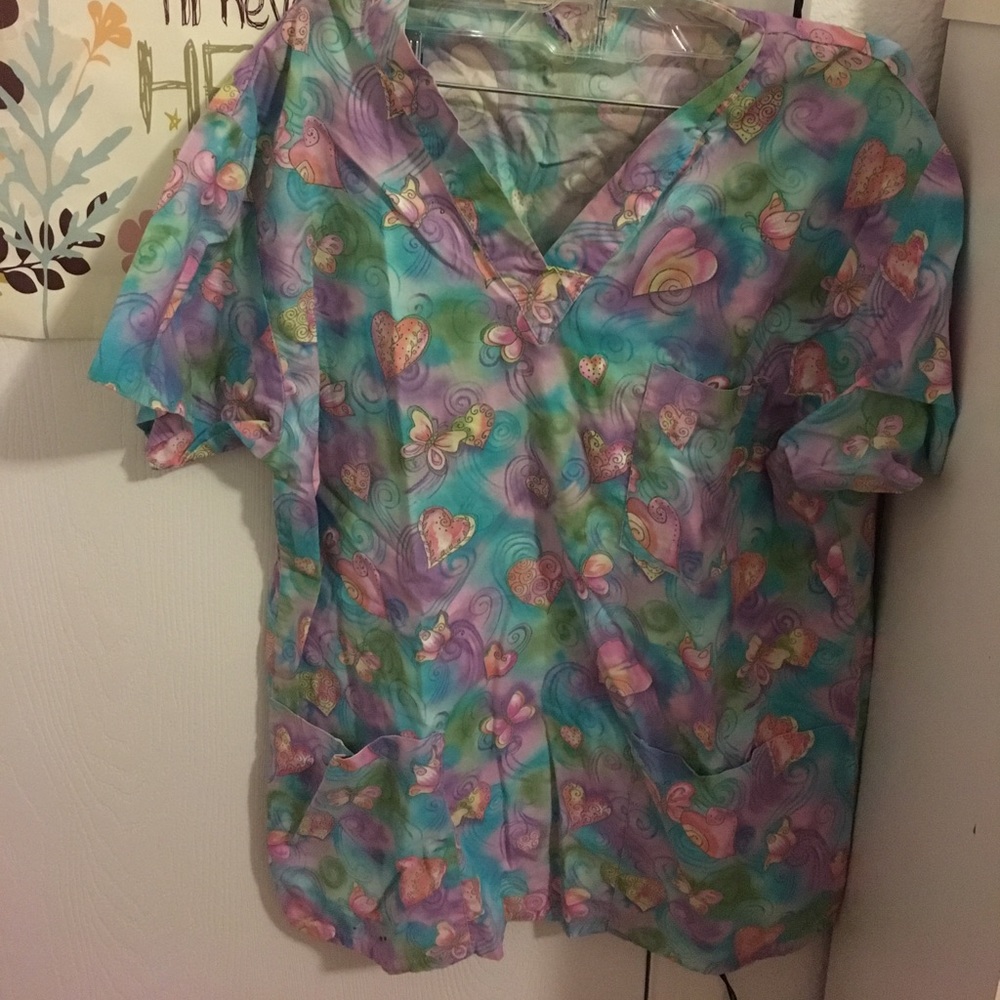 Hearts and butterflies scrub top
