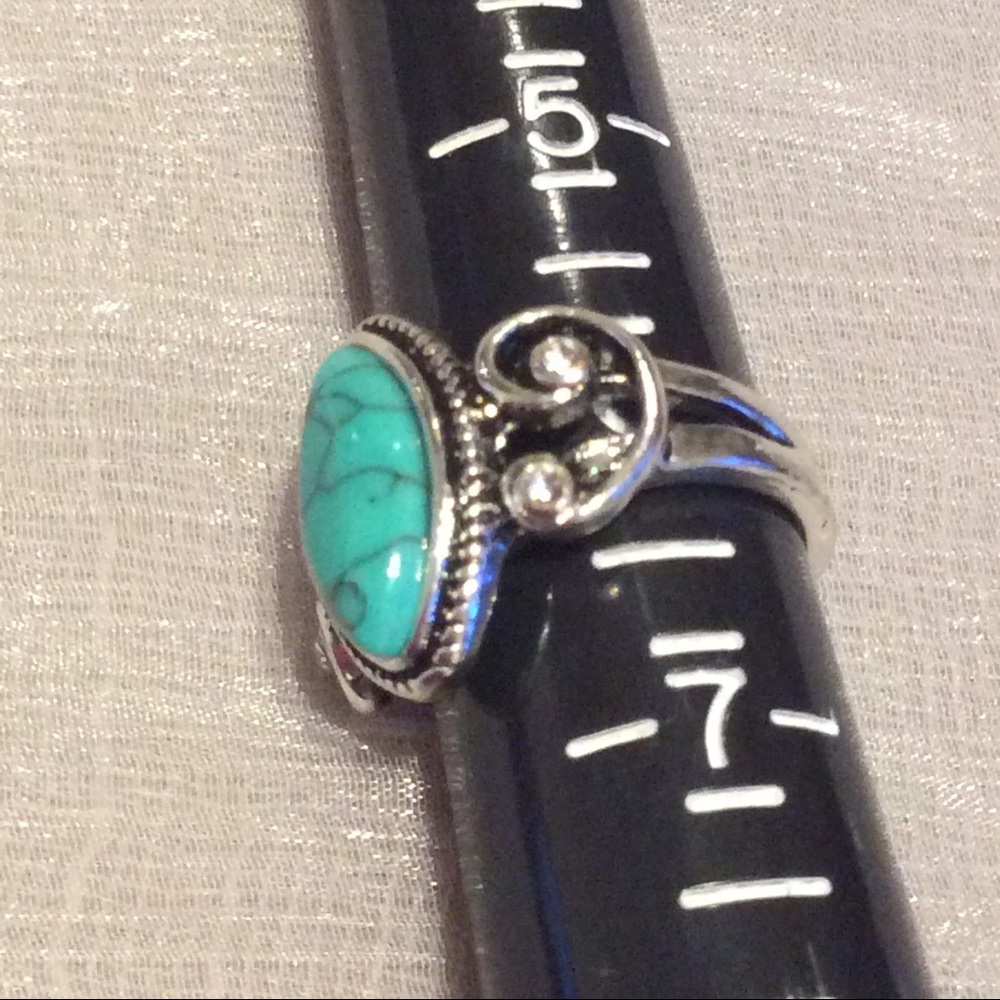🎀 New turquoise gemstone silver ring size 6 - Picture 6 of 8