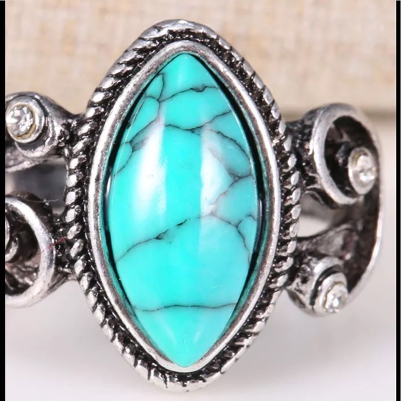 🎀 New turquoise gemstone silver ring size 6 - Picture 5 of 8