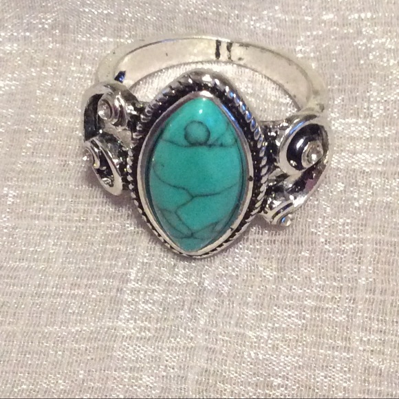 🎀 New turquoise gemstone silver ring size 6 - Picture 2 of 8