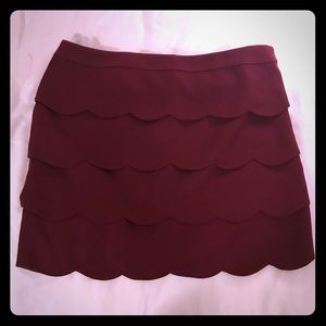 LOFT scalloped cranberry skirt - 16