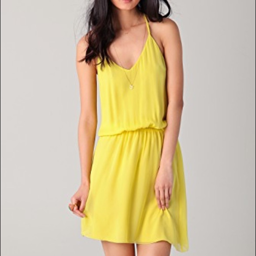 Alice + Olivia Yellow Y Back Silk Dress