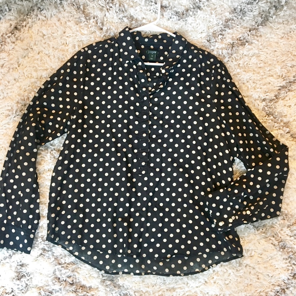 J. Crew Polka Dot Half Button Blouse