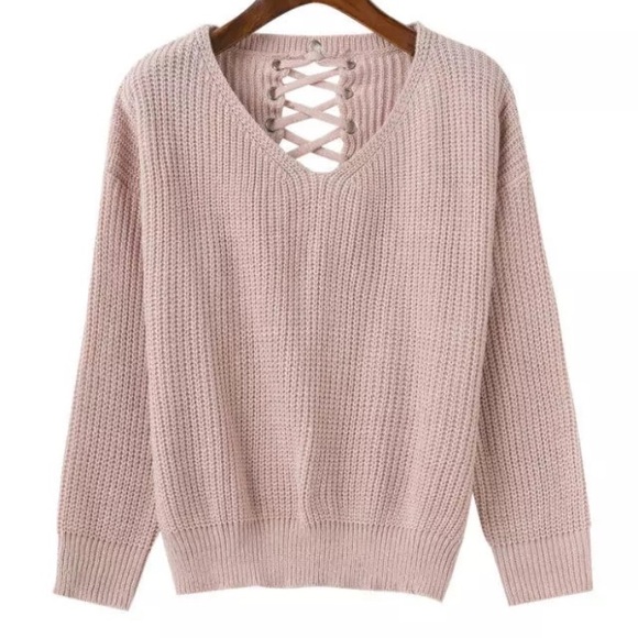 NEW Light Pink Sweater with Tying Back - Picture 2 of 4