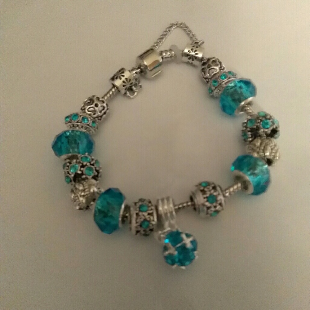 The famous "aquamarine & silver plated bracelet