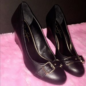 Jessica Simpson black wedge heels