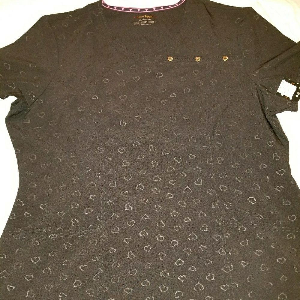 Black Hearts Scrub Top