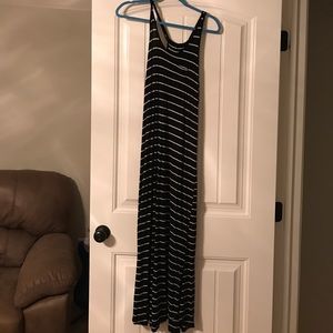 Black and white striped maxi dress