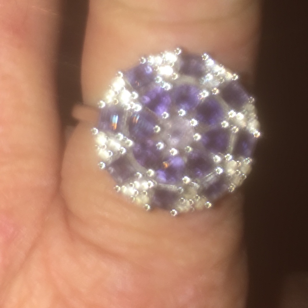 7+Ct bengal Iolite & White Zircon 925 so 9-10 ring