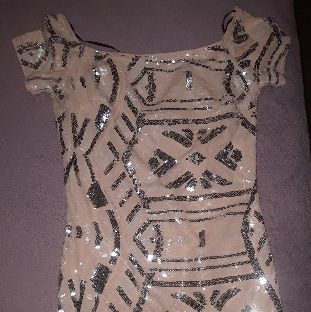 Peach And Silvery Knee Dress