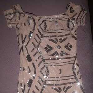 Peach And Silvery Knee Dress