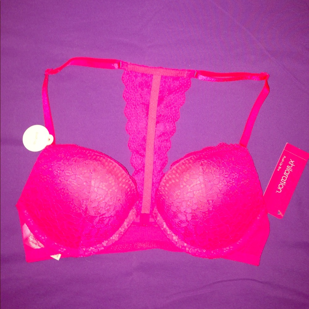 Hot pink lace push-up bra.  Brand New!