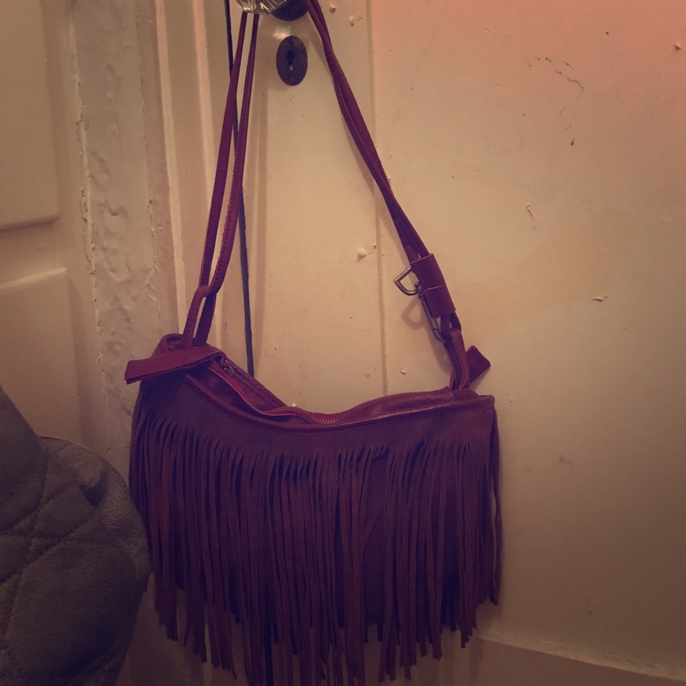 Vintage fringe excellent sassy purse maroon