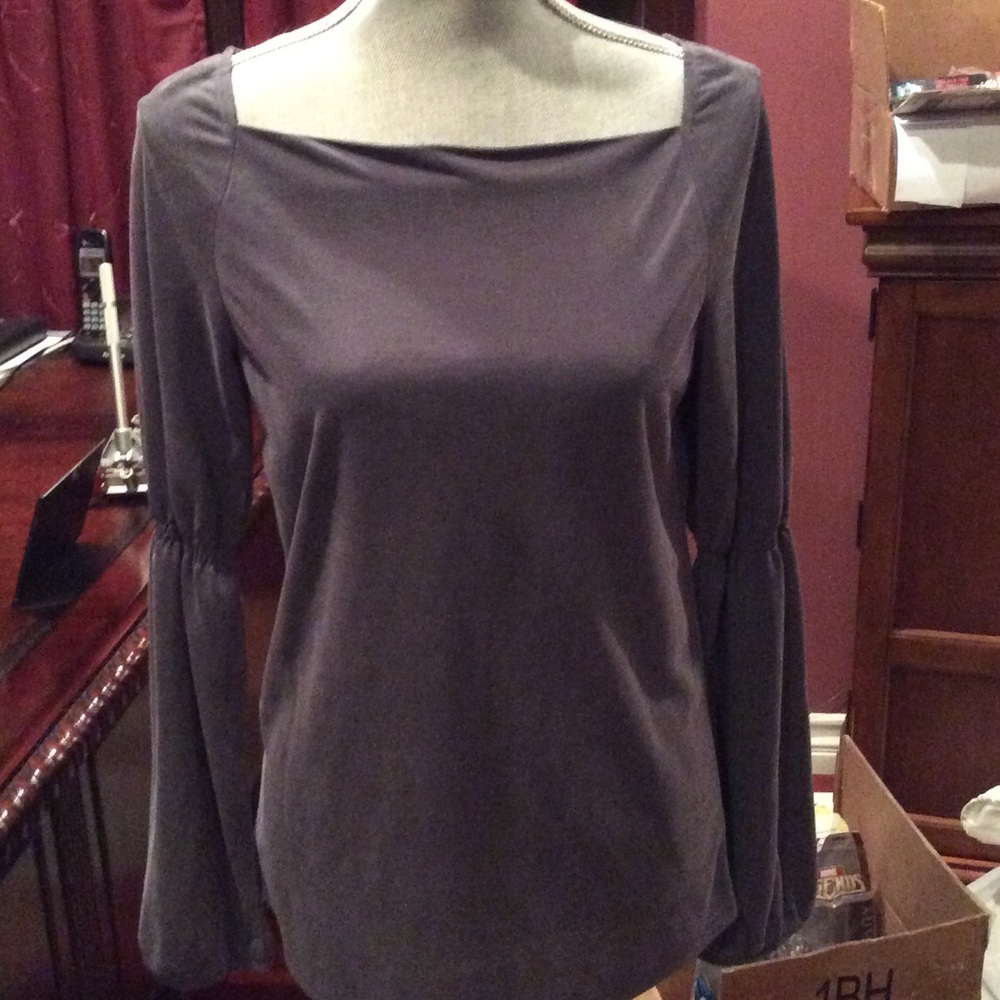 Grey long bell sleeve top