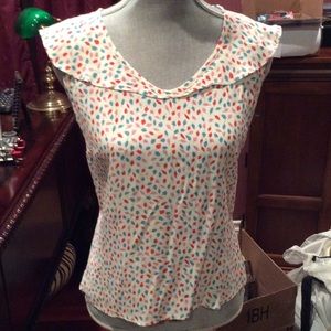 Leaf print feminine blouse