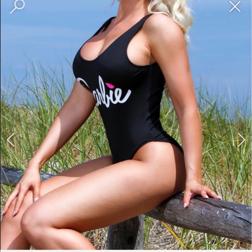 Barbie black swimsuit one piece bodysuit costume rave festival beach bikini sexy