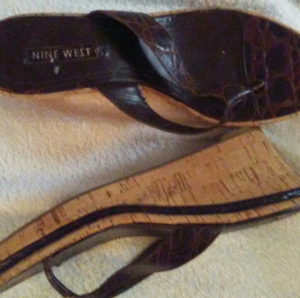 Leather Nine West sandals with wedge heels
