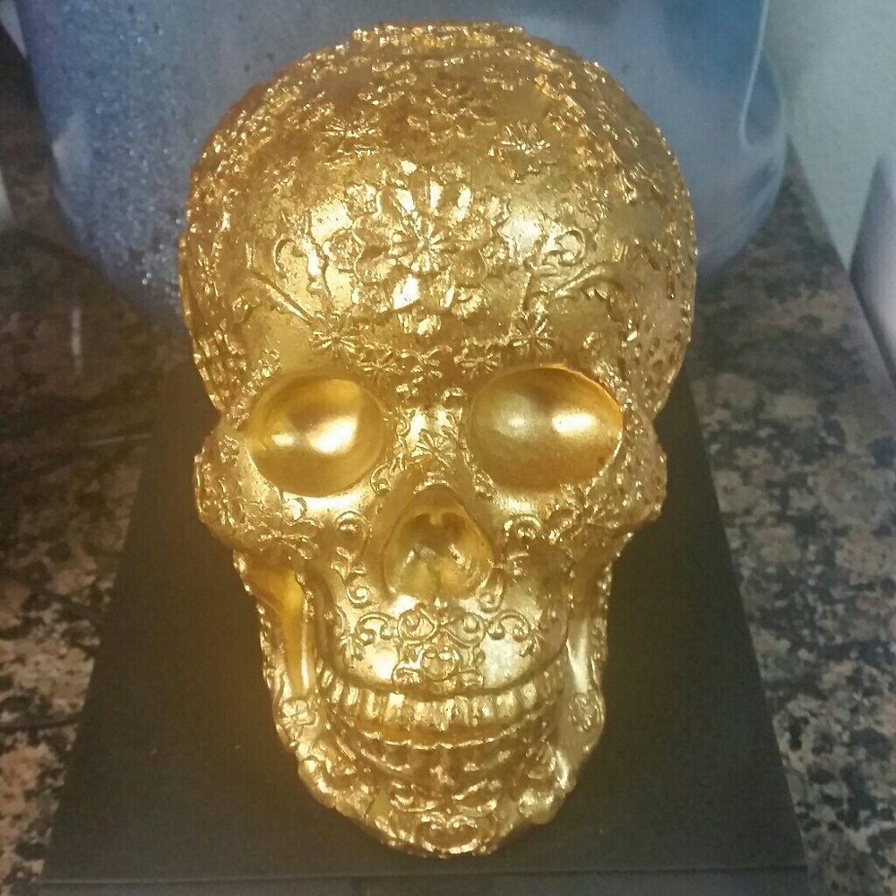 ♥ Day of the Dead Engraved Human Skull Decor