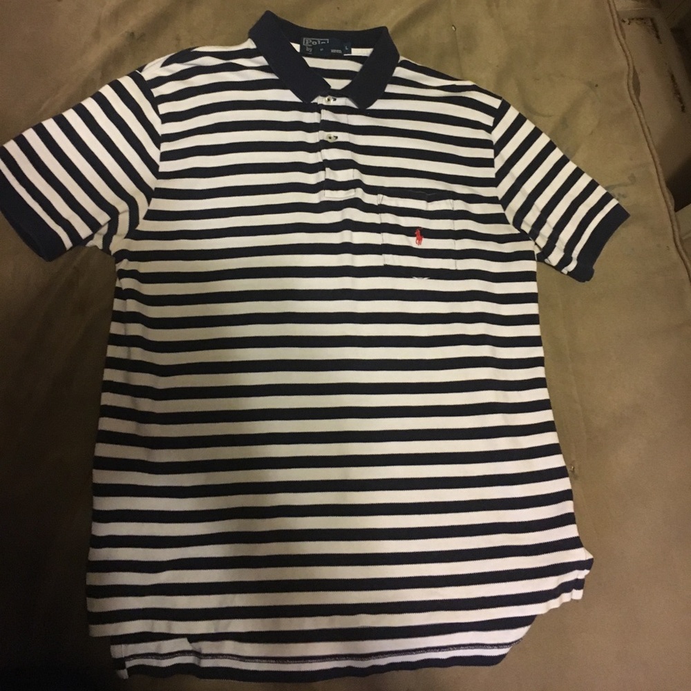 POLO white and blue stripes large